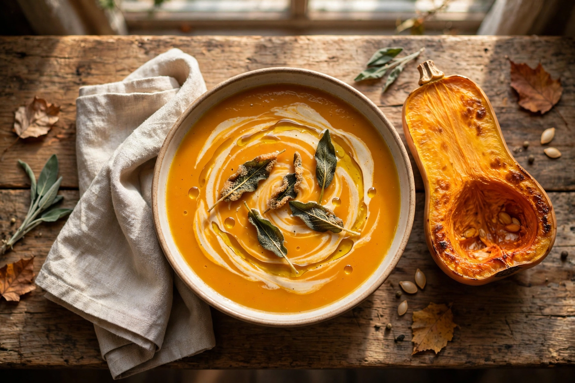 Roasted Butternut Squash Apple Soup