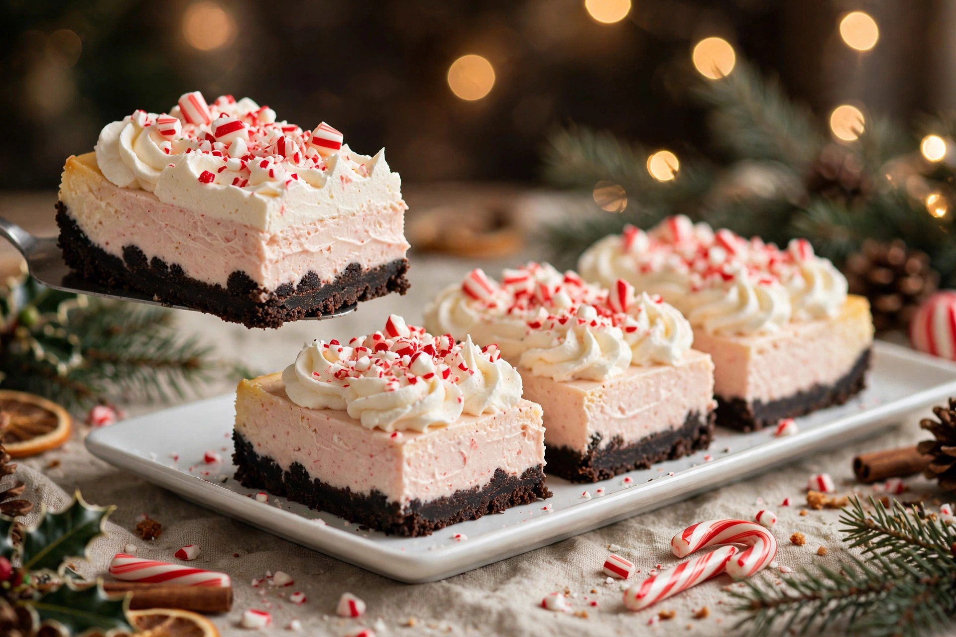 Candy Cane Cheesecake Bars