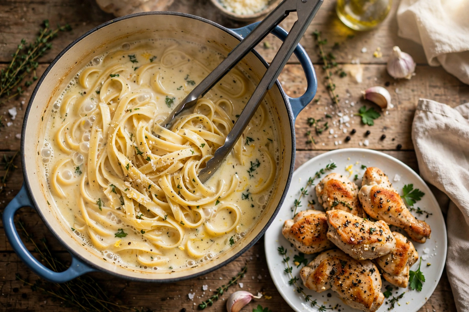One Pot Chicken Alfredo Pasta — Creamy & Easy