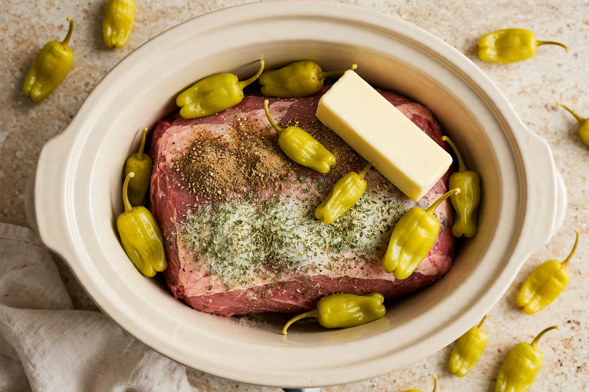 Crockpot Mississippi Pot Roast — 5 Ingredients, Tender
