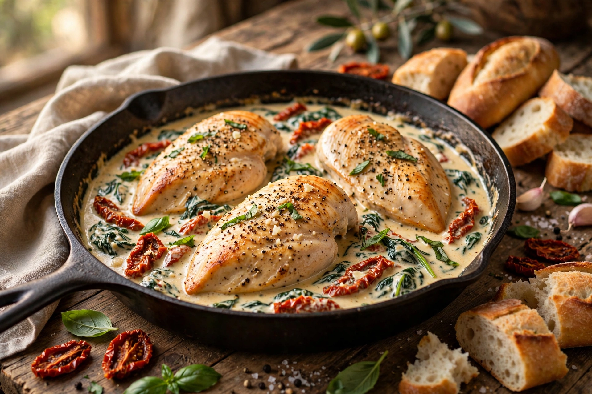 One Pan Creamy Tuscan Chicken