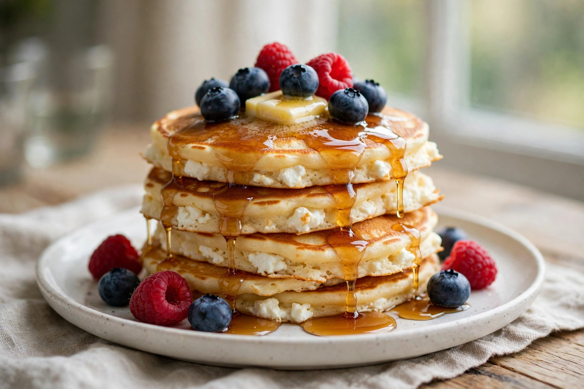 Fluffy Cottage Cheese Pancakes