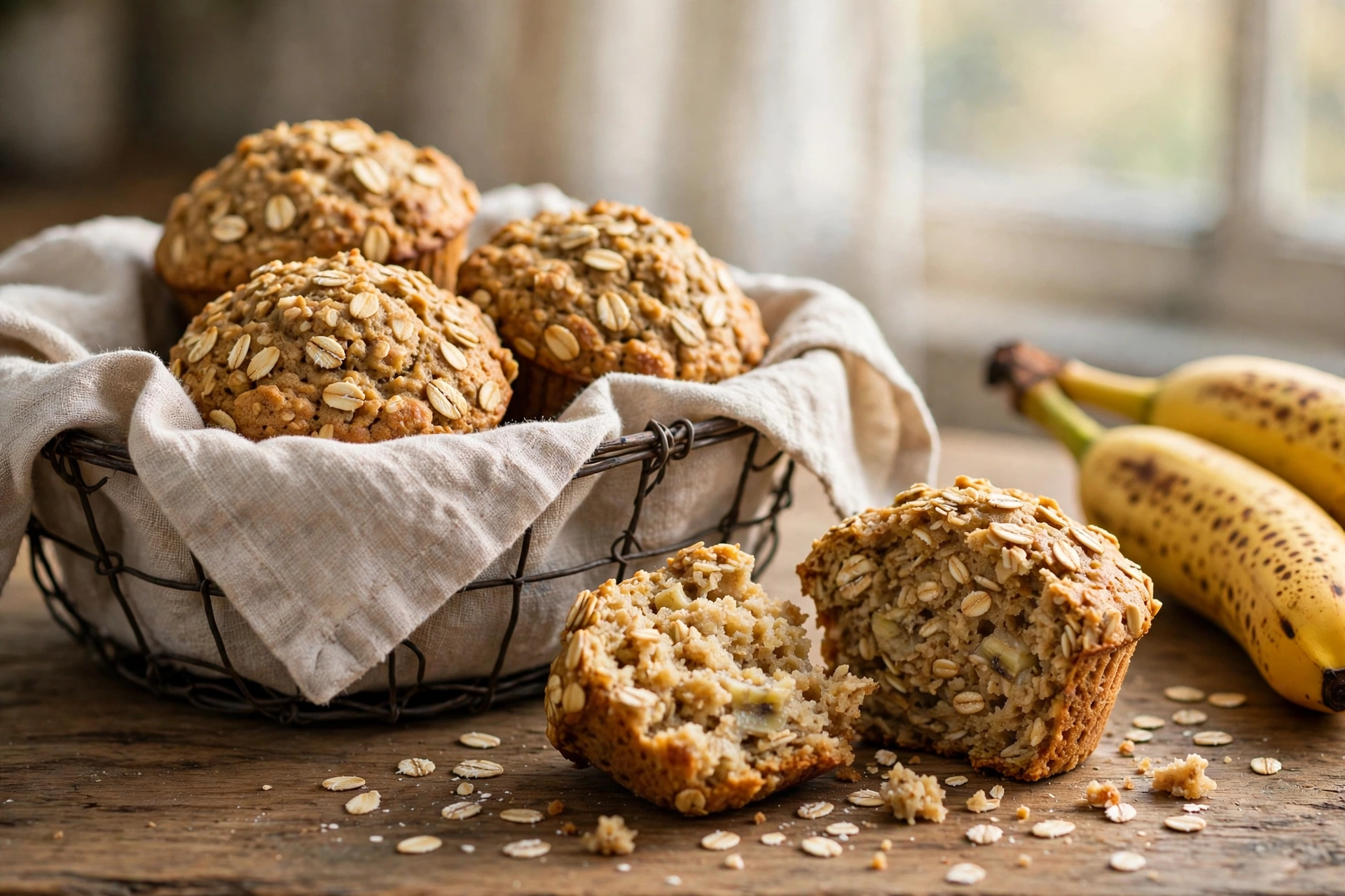 Healthy Banana Oatmeal Muffins